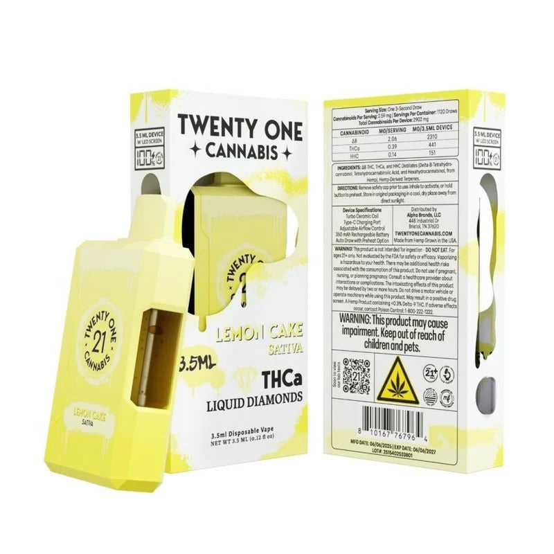 lemon cake twenty one thca cannabis disposable