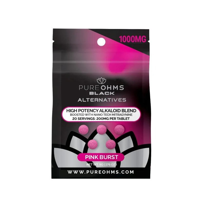 pinkburst front pure ohms black high potency alkaloid tablets